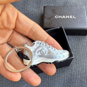 CHANEL  Silver Sneaker Keychain set of 2